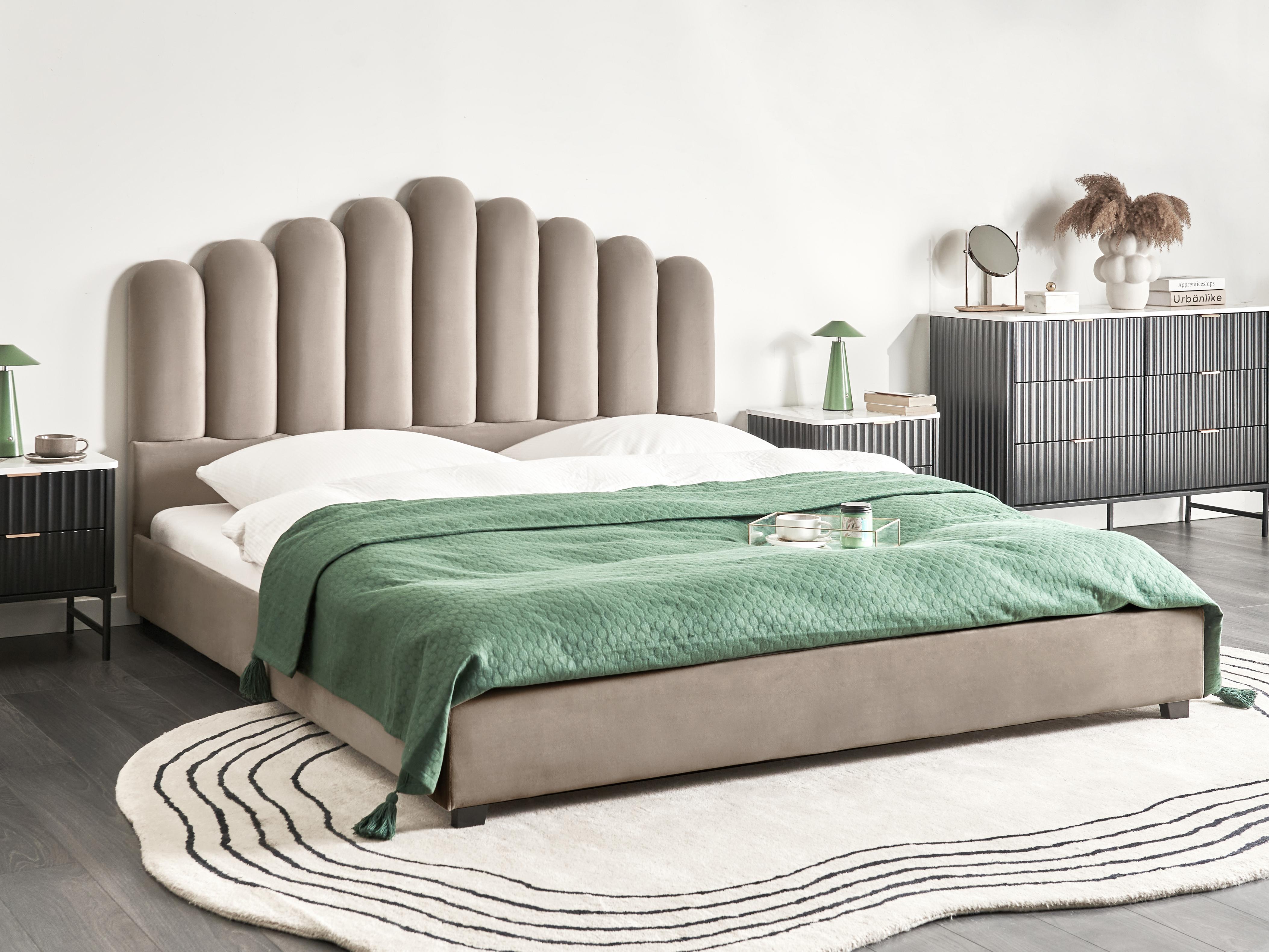 Bed Fluweel VINCENNES 180 x 200 cm Taupe