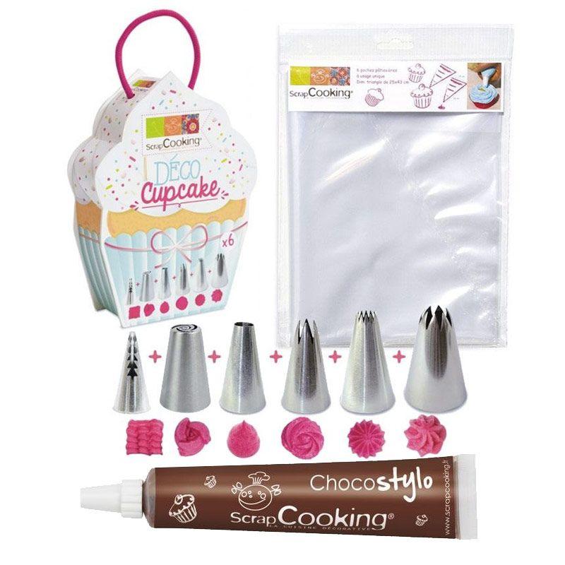 6 douilles et 6 poches à douilles jetables pour Cupcakes + 1 Stylo cho