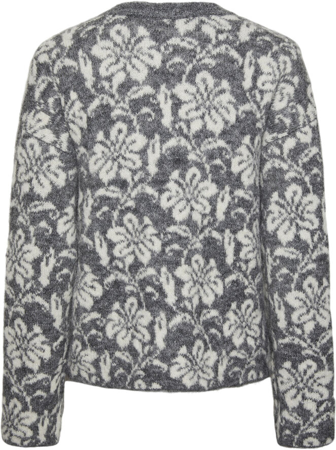 Pieces PCRAGAR LS O-NECK REV JACQUARD KNIT Medium grey melange/cdan jacquard