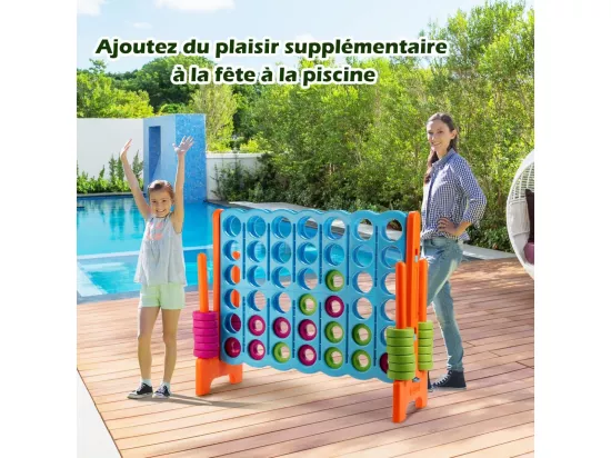 Jeux Puissance 4 Géant Enfants avec 42 Jetons, Jeu de Société Ludique & Éducatif avec Porte-Anneaux, Levier de Réinitialisation, Utilisation Intérieur et Extérieur