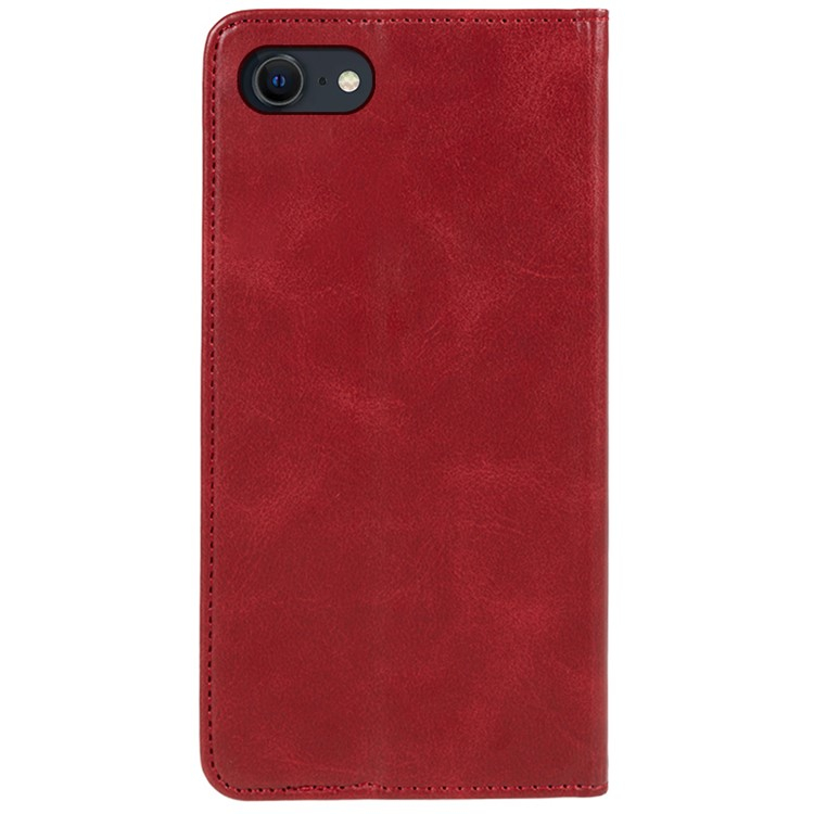 iPhone 16e Leder Tasche Flip Cover mit Kartenfächer im Vintage Look - Rot