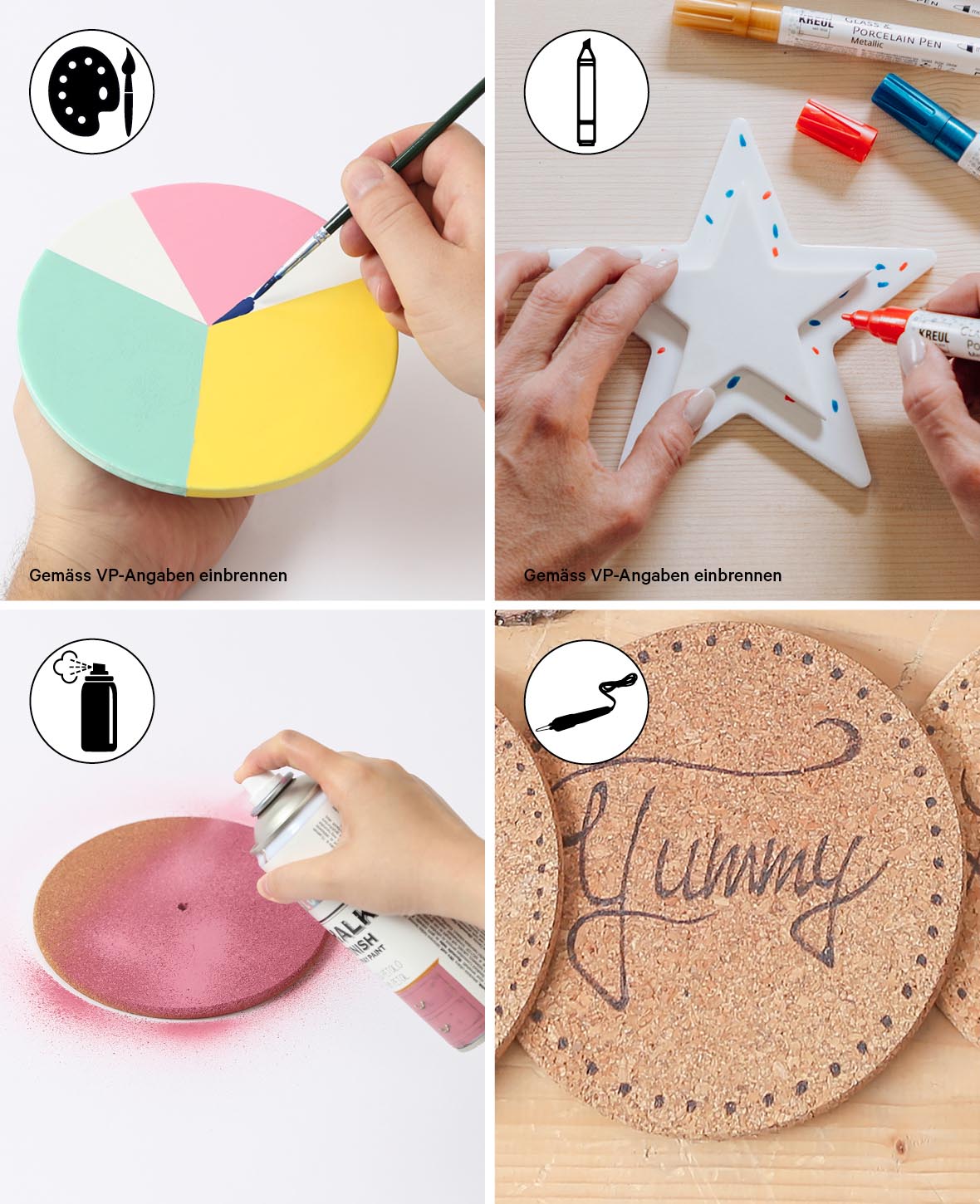 (Ø20cm) Kork Untersetzer Porzellan Stern DIY Untersetzer - Braun