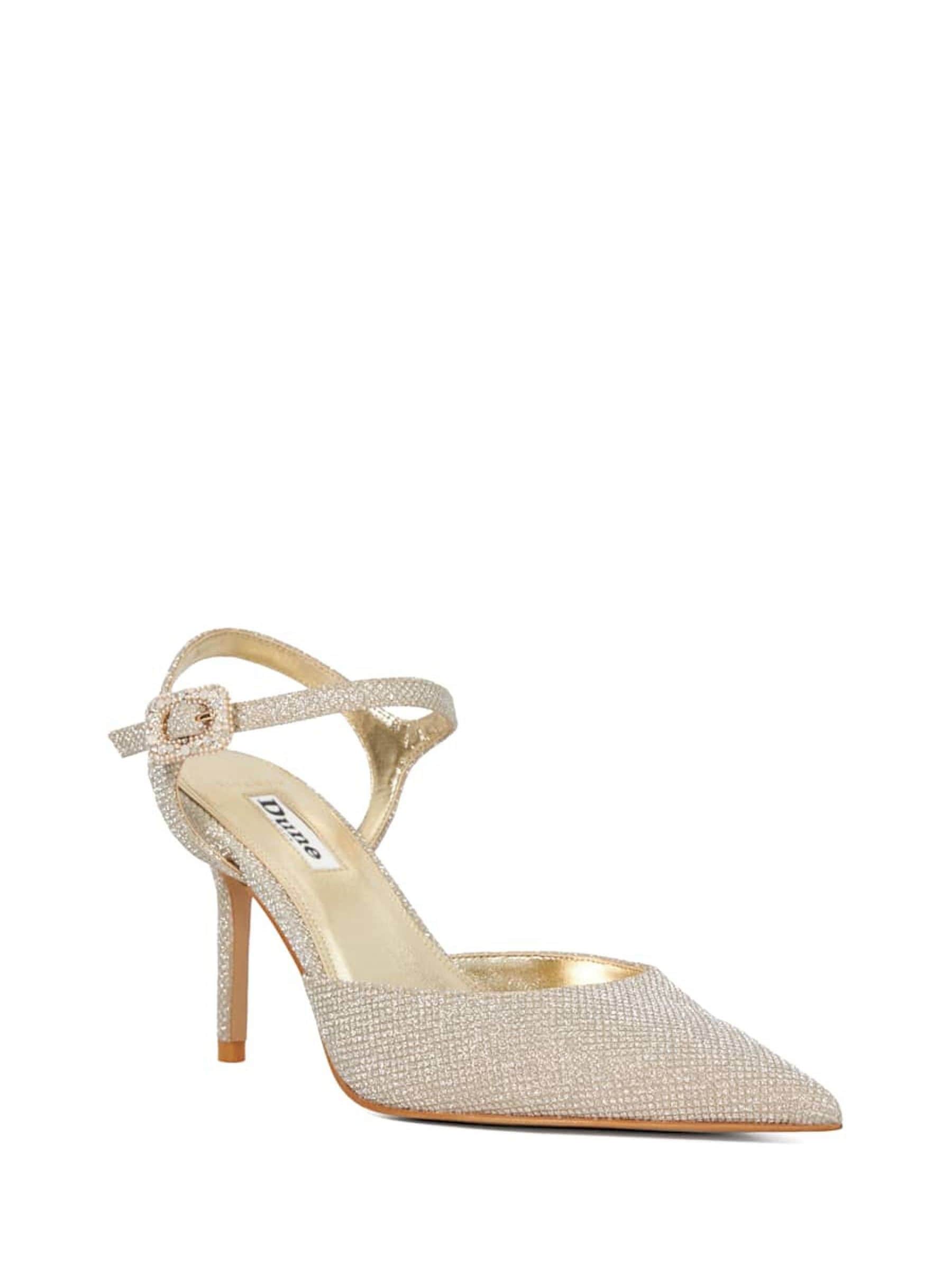 Glittergoud - Dune London Channel Y Back Open Court Heels