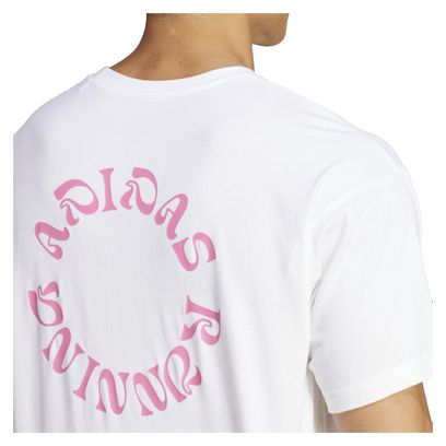 Maillot manches courtes Unisexe adidas Performance Running Blanc Rose