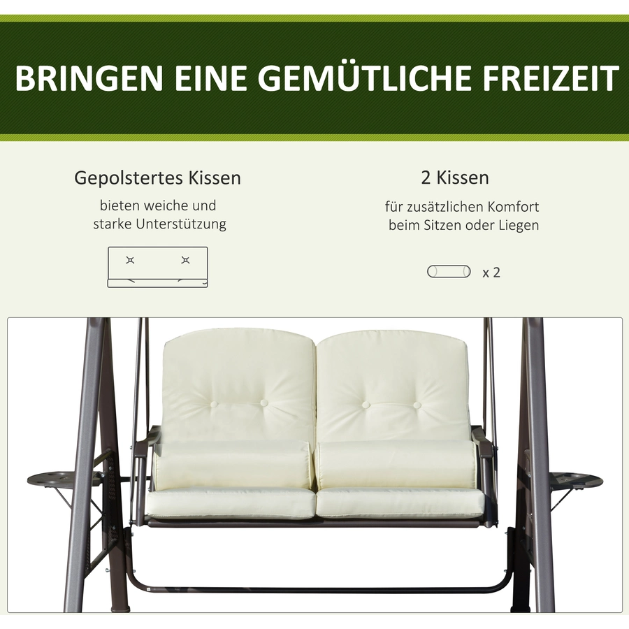 Outsunny Hollywoodschaukel mit Abstelltablett beige