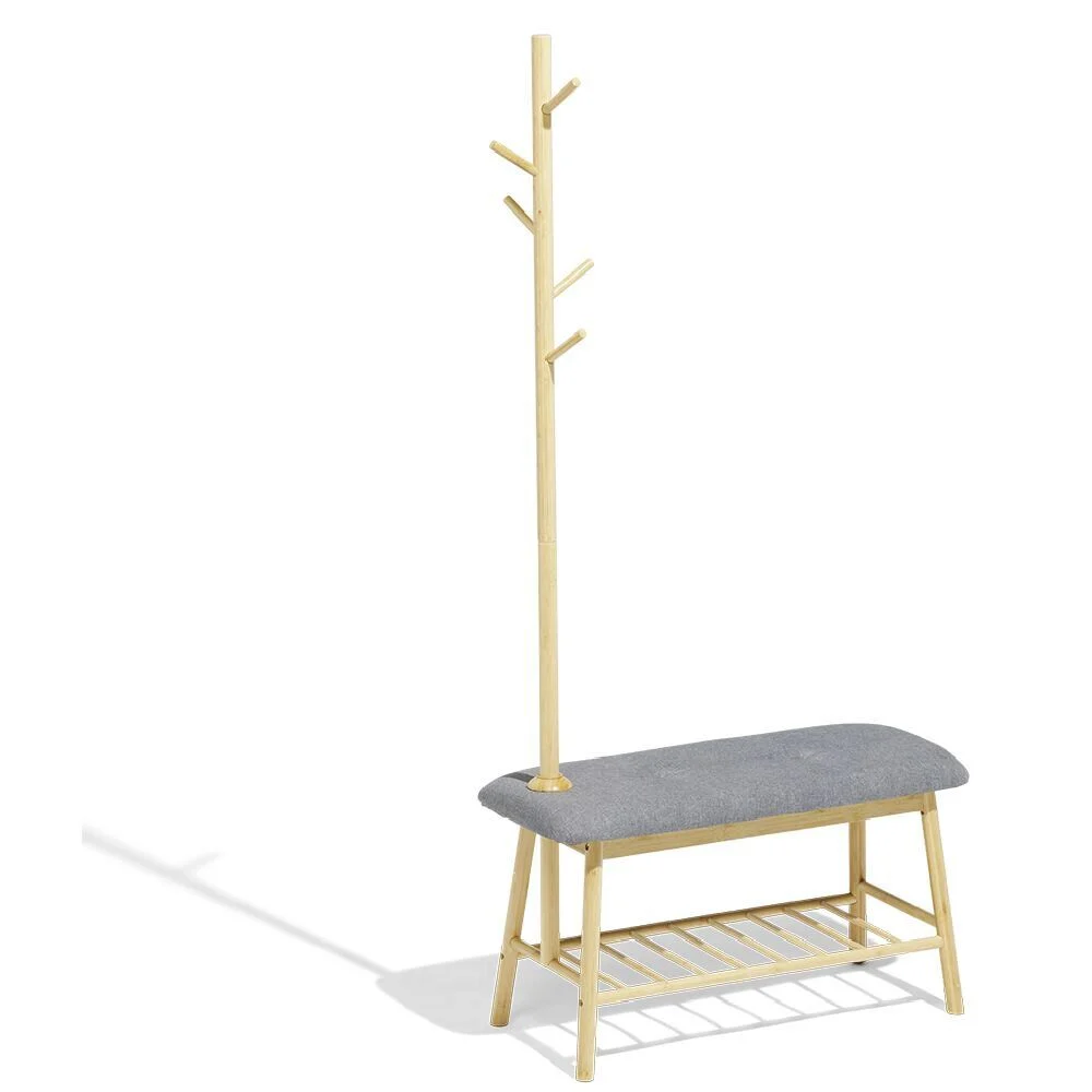 Banc porte manteau Oskar gris 80x34xH165cm