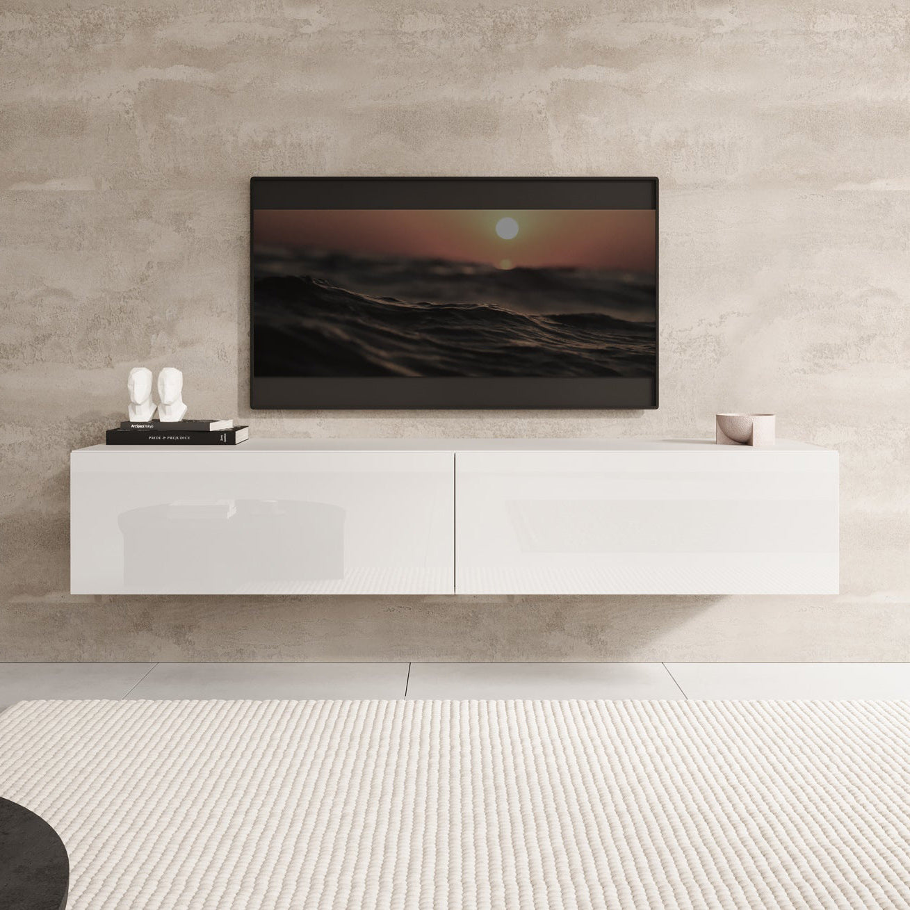 Meubella - TV-Meubel Palm - Wit - 160 cm