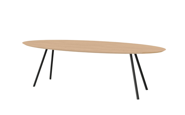 Studio HENK tafel Slim Co Ovaal, zwart frame - Smart Collectie 240 x 120 cm | Eikenhout | Verjongde rand | Frame Zwart