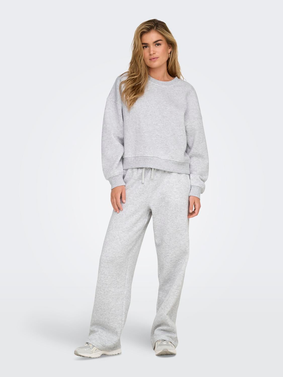 ONLBEST Mittlere Taille Weiter Beinschnitt Hose Light Grey Melange