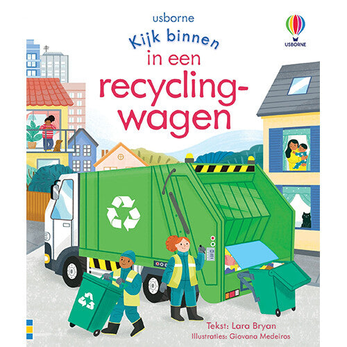 Uitgeverij usborne kijk binnen in een recyclingwagen