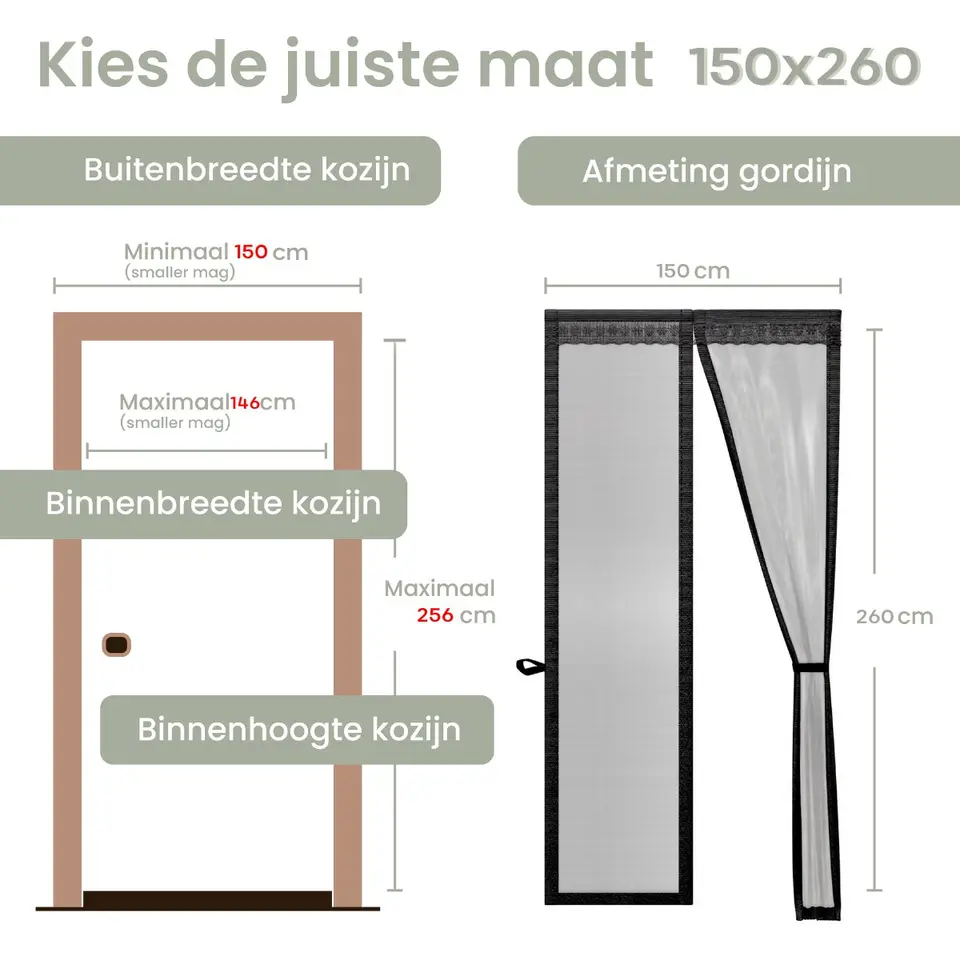 O'DADDY Deurgordijn Deluxe FIBER - Magnetisch Vliegengordijn 150x260 Zwart
