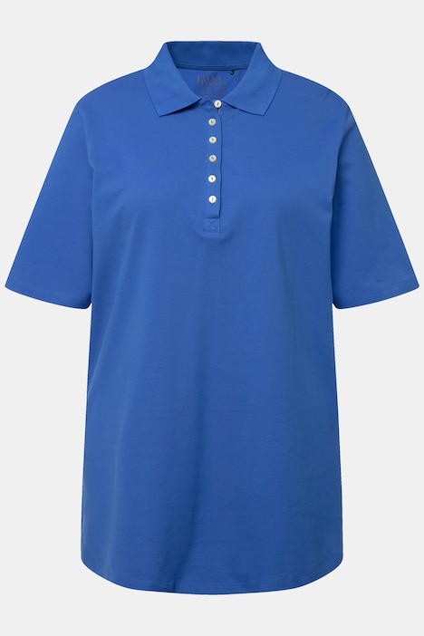 Poloshirt, Piqué, Polokragen, Samt-Knopfleiste, Halbarm