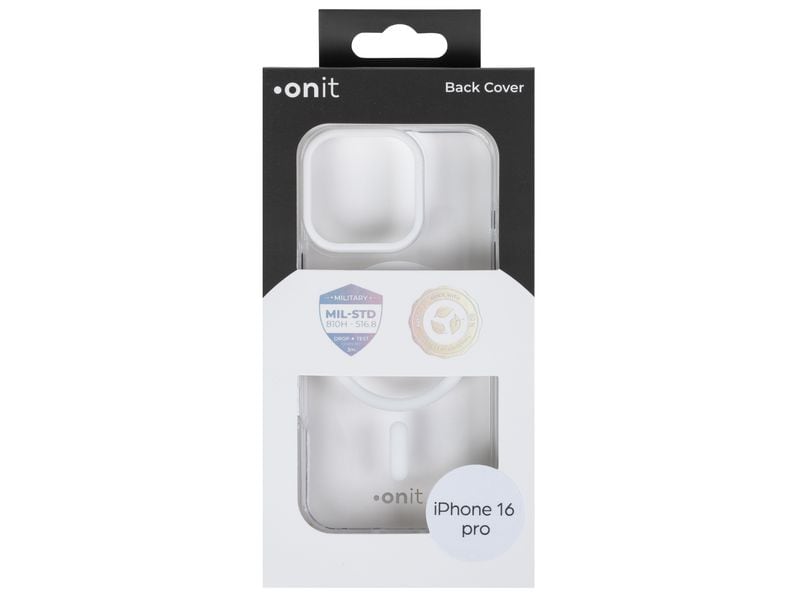 onit Back Cover Armorix iPhone 16 Pro Weiss transparent MagSafe-kompatible Schutzhülle, fallgeprüft nach MIL-STD-810H