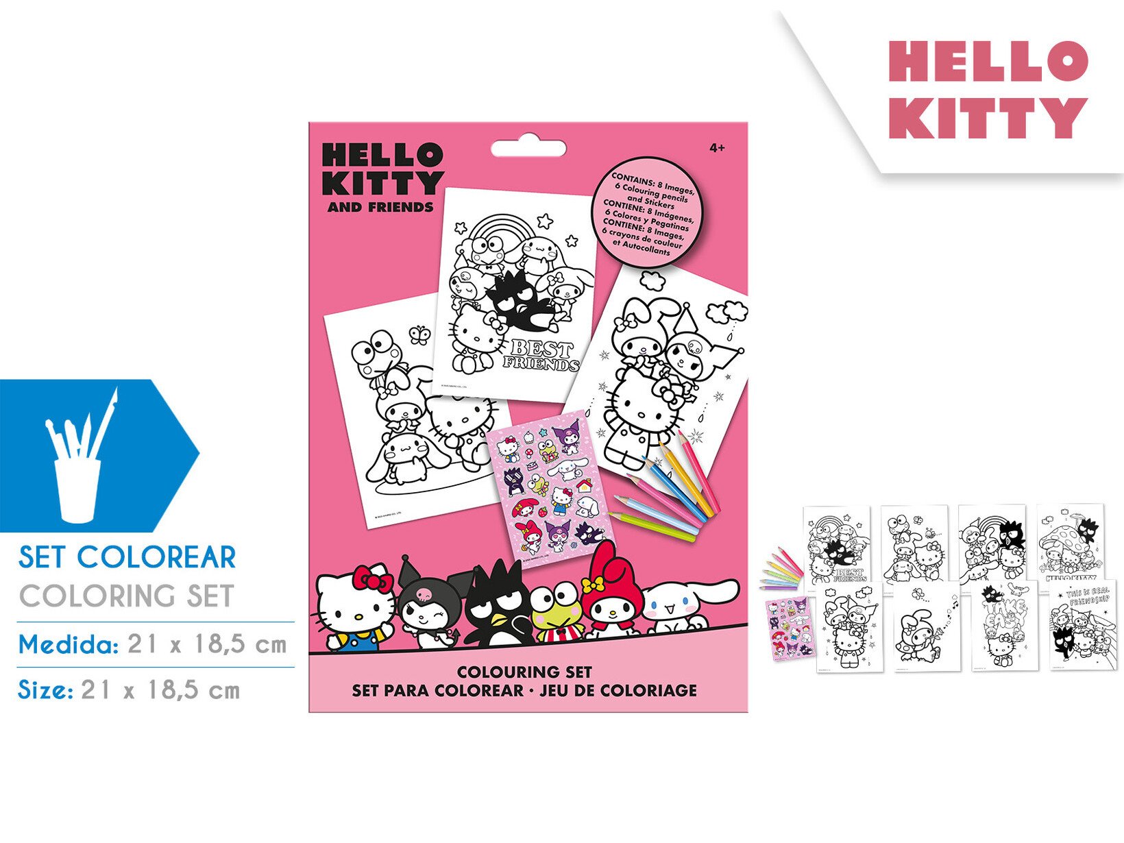 SET COLORIR COM AUTOCOLANTES HELLO KITTY & FRIENDS