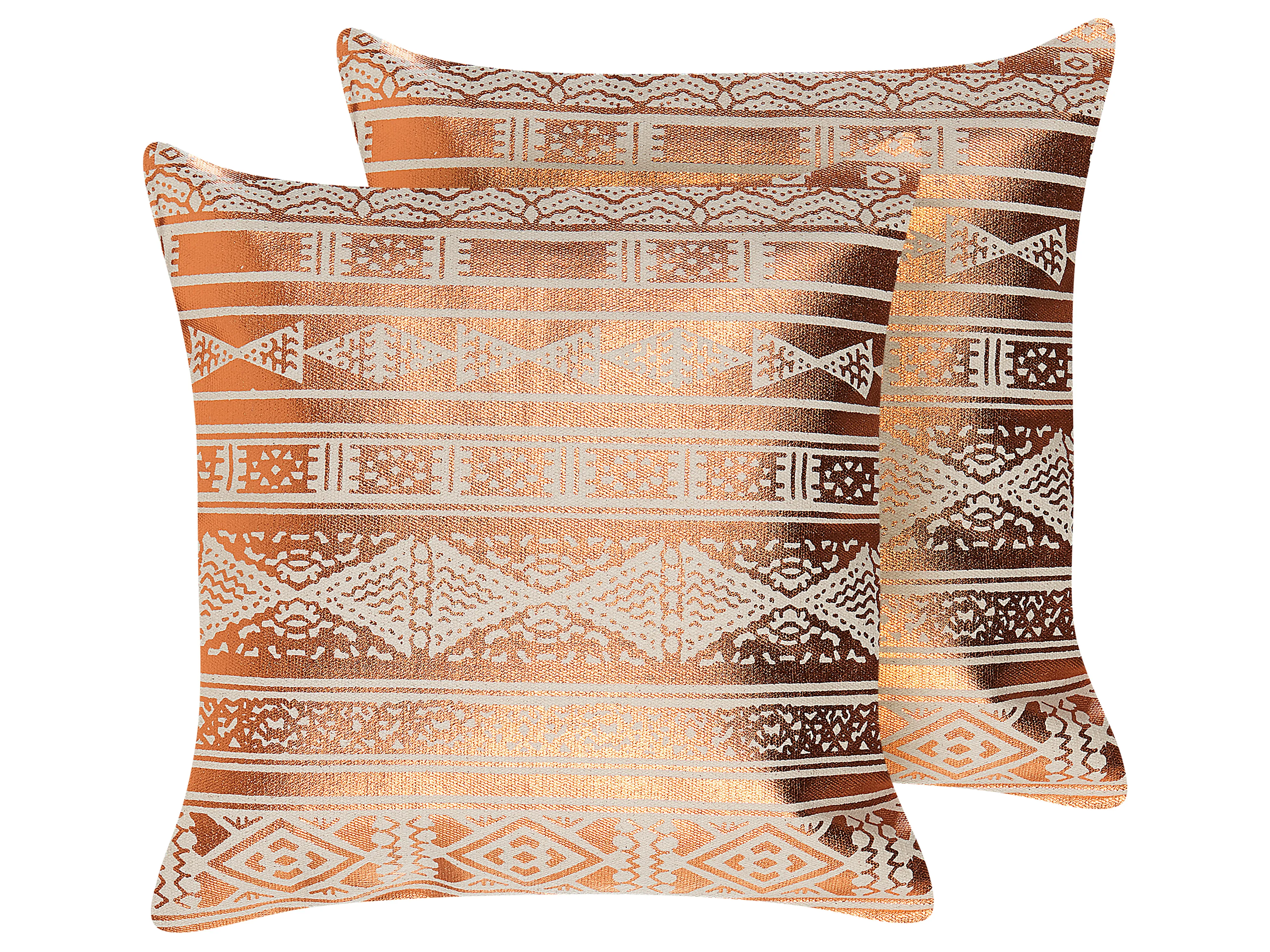 Set van 2 sierkussens OUJDA Katoen 50 x 50 cm Koper geometrisch patroon
