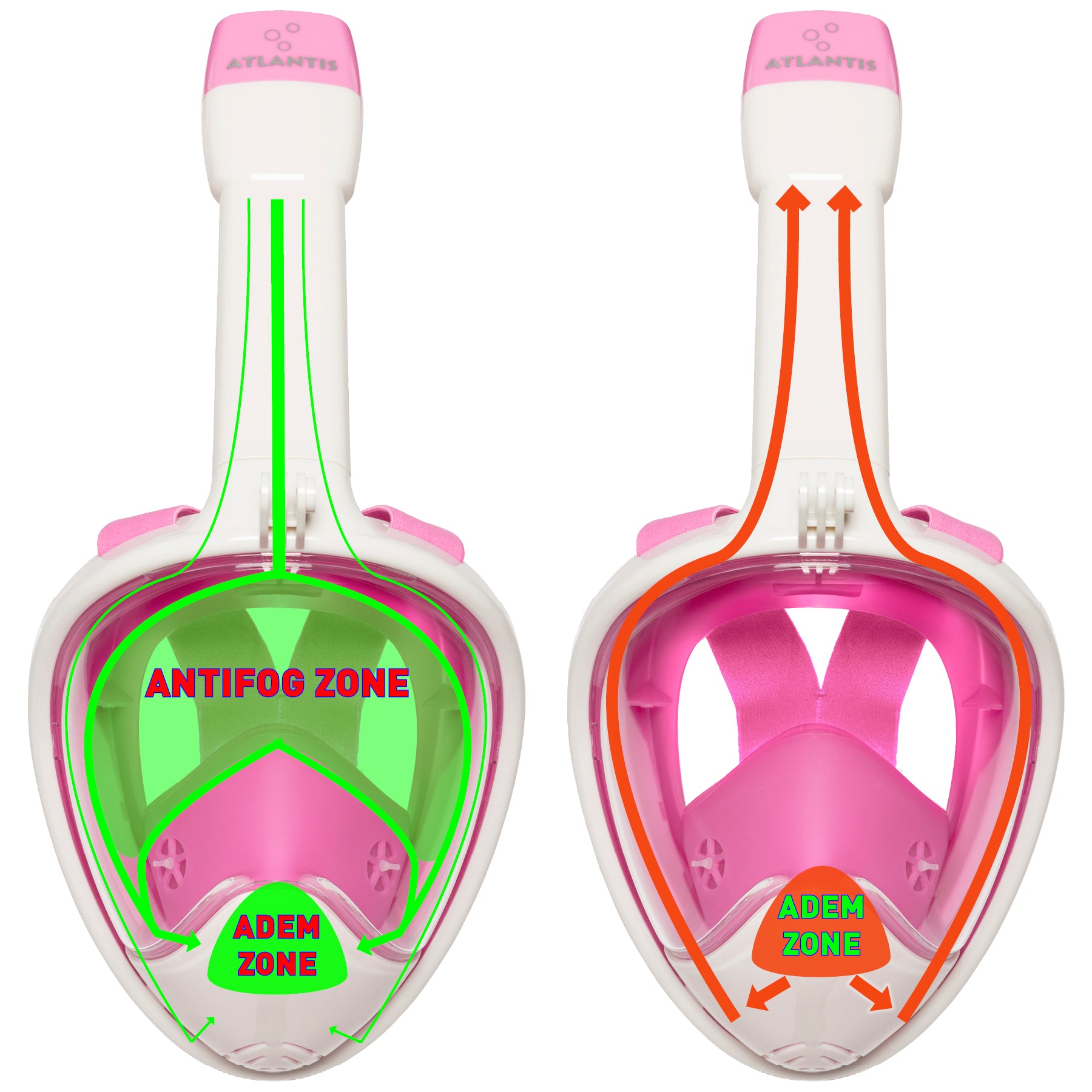 Atlantis 2.0 Wit S/M Volwassenen Snorkelmasker - Pink