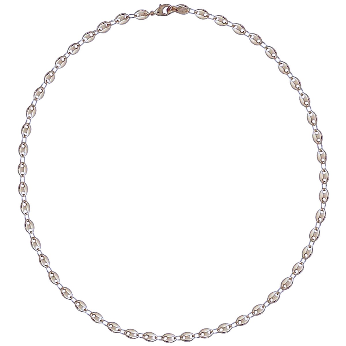 Collier chaine homme femme enfant 45 cm maille grain de café en argent 45cm 3,70mm