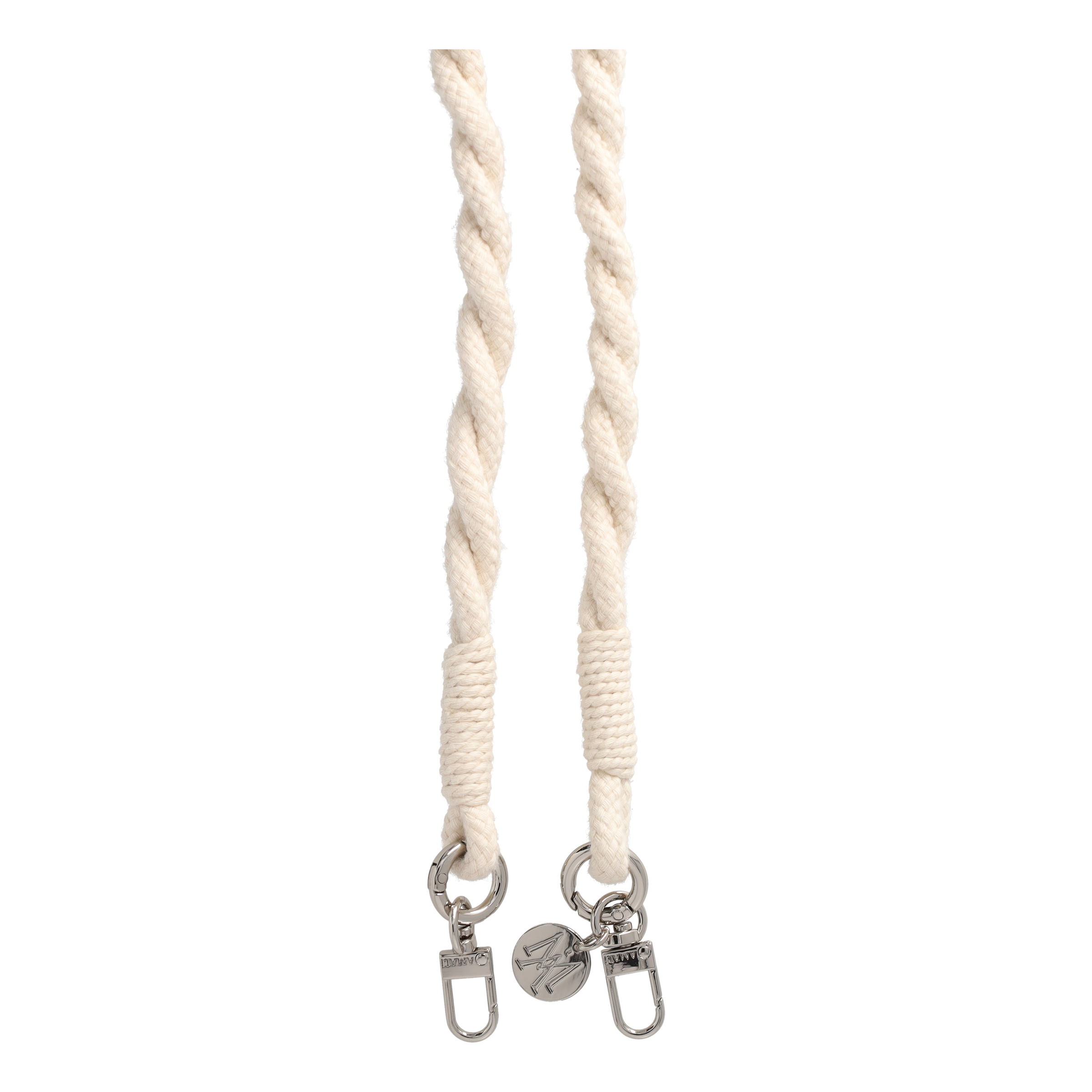 Handgemachte Handykordel Gedrehtes Umhängeband für Handyhüllen Silver - Ecru