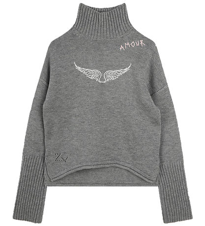 Zadig & Voltaire Bluse - Uld/Polyamid -Gråmeleret m. Amour