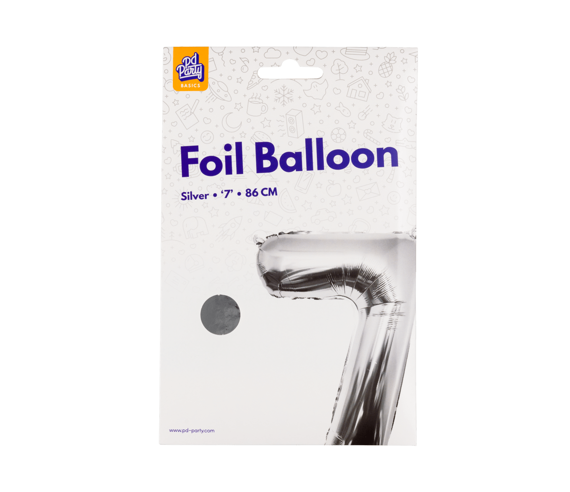7 Jaar Cijfer Ballon Zilver Leeg 86cm