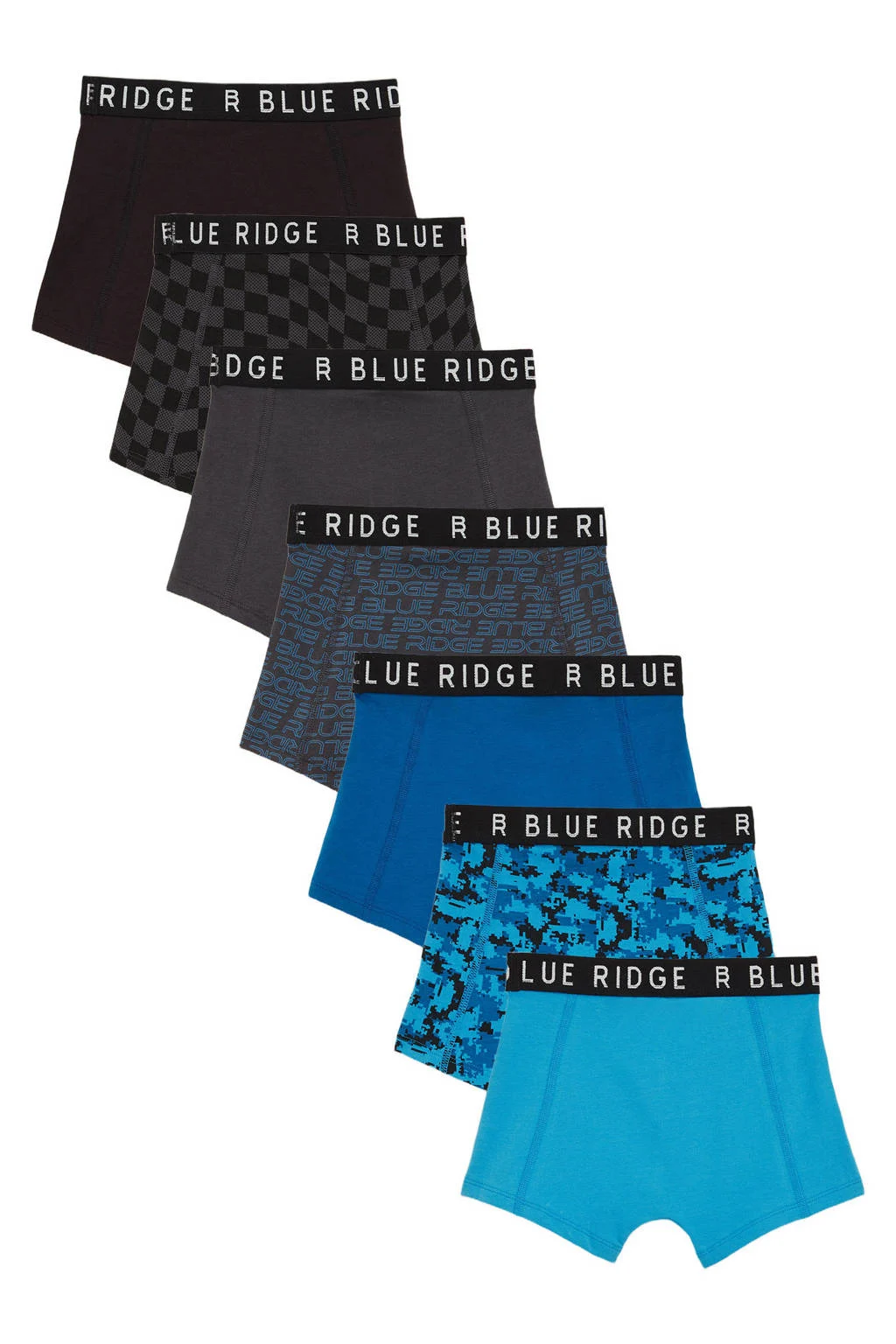 WE Fashion Blue Ridge boxershort - set van 7 blauw/zwart/grijs