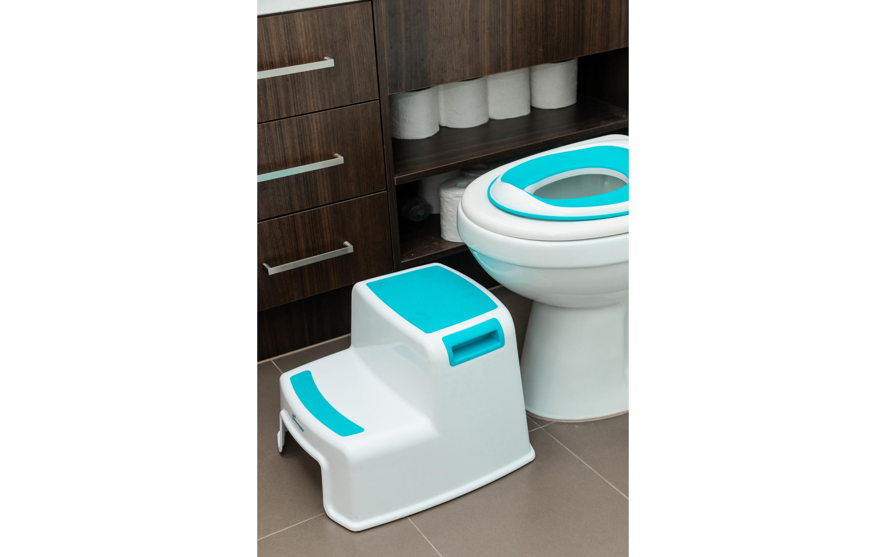 Zweistufenschemel Aqua/Weiss2-Stufen Tritthocker