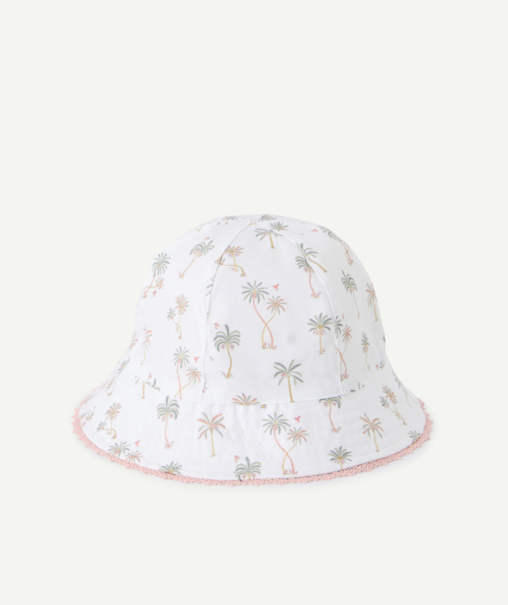 BOB BÉBÉ FILLE EN COTON BLANC IMPRIMÉ PALMIERS AVEC DÉTAILS BRODÉS