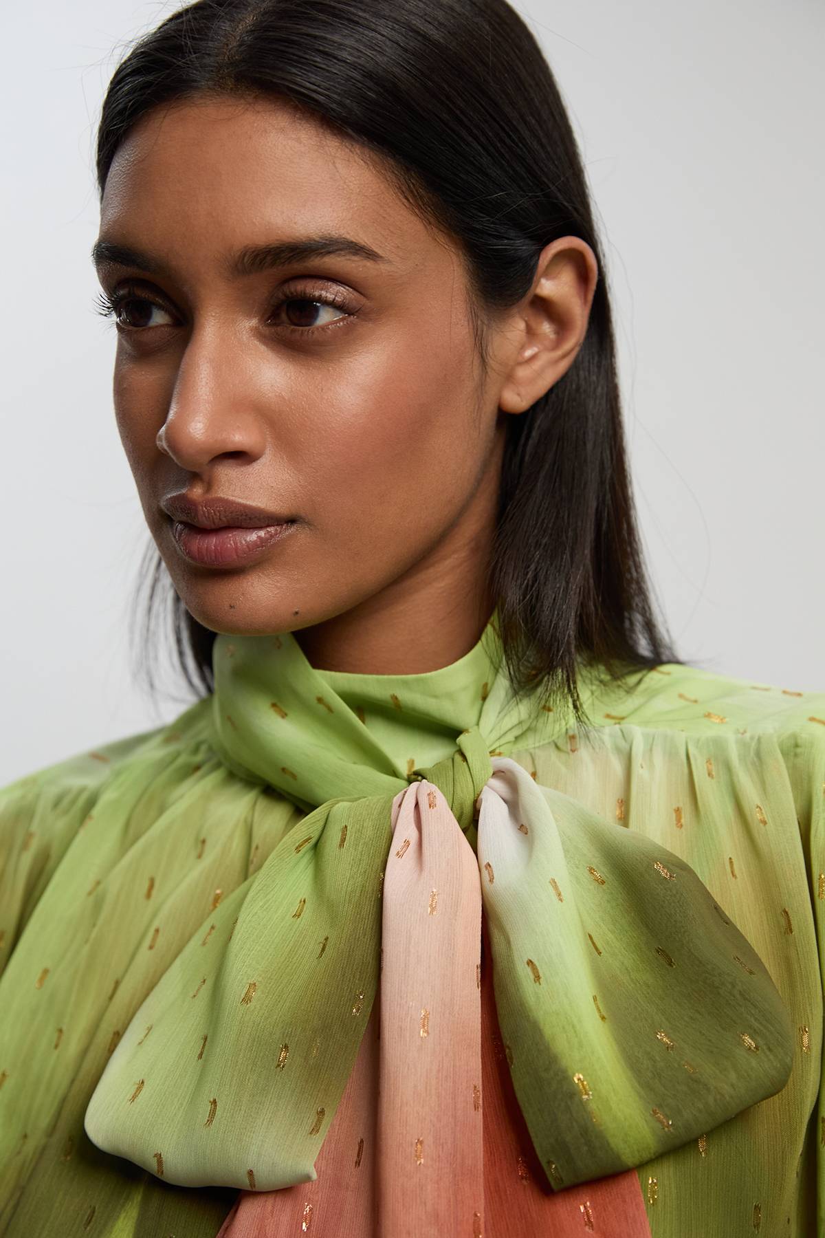 KarenMillen Blouse Tissée À Manches Bouffantes Avec Imprimé Ombré Métallisé
