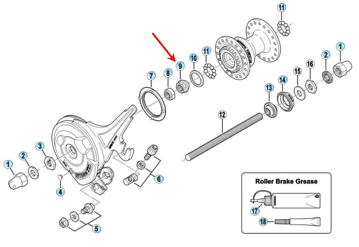 Shimano venstre konus HB-IM40 M9