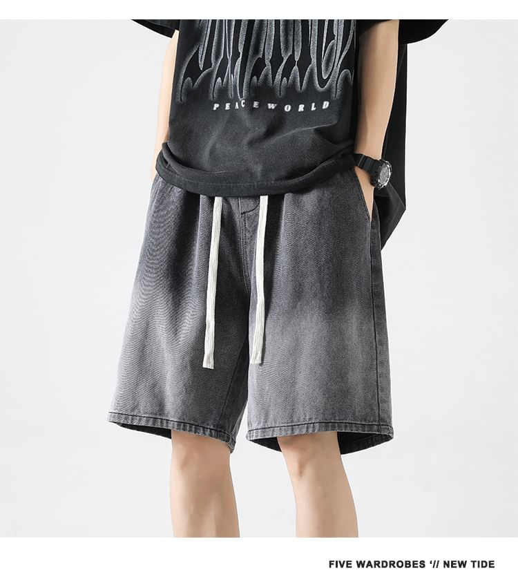 emeisa - Denim short met halfhoge taille en gradiënt