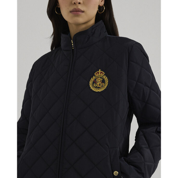 Lauren Ralph Lauren Crest-Patch Quilted Mockneck Jacket Dk navy