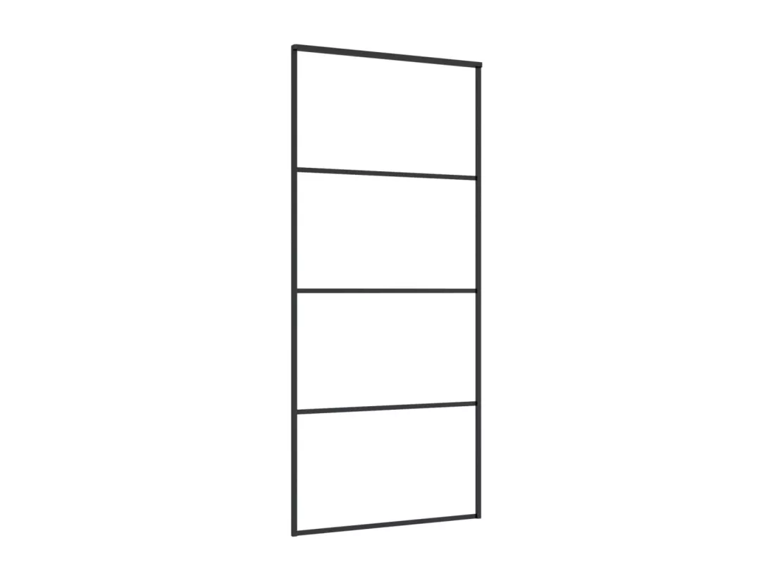 Porte coulissante Verre ESG dépoli et aluminium 90x205 cm Noir