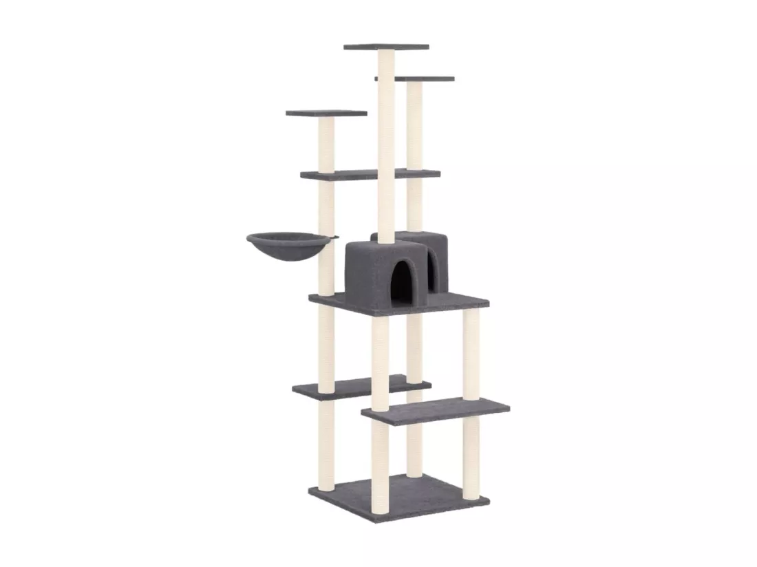 Arbre à chat avec griffoirs en sisal Gris foncé 167 cm