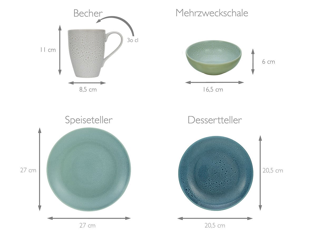 CreaTable Kombiservice NATURE COLLECTION REACTIVA AQUA 16-teilig
