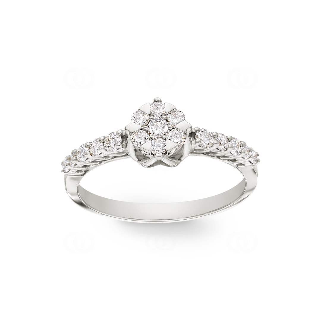 Verlobungsring 750/18 K Weissgold mit Diamanten 0.42 ct H/si