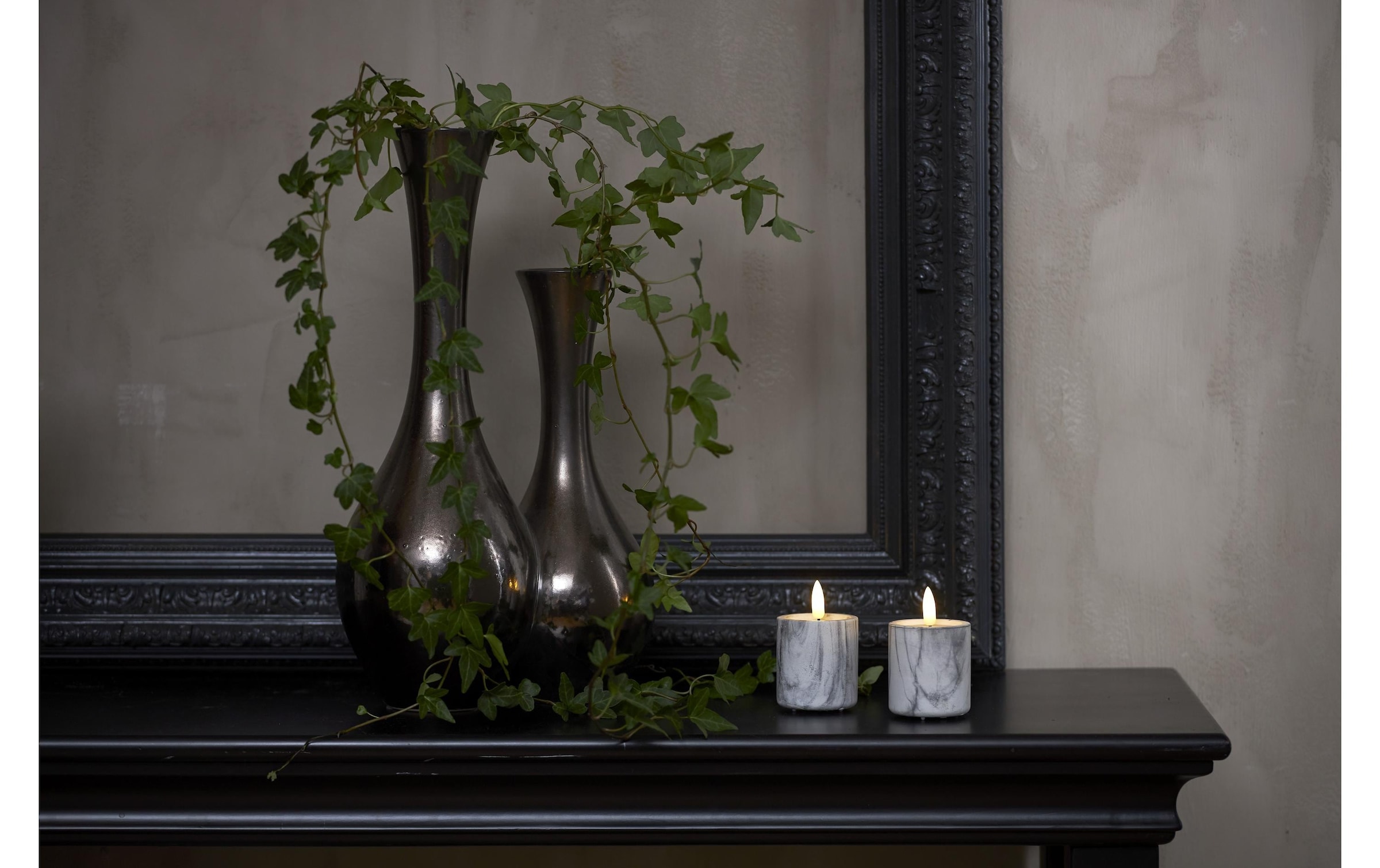 Parforce Traditional Hunting LED-Kerze »Pillar Flamme Marble Ø 45417 x 9 cm,Grau,2Stk«