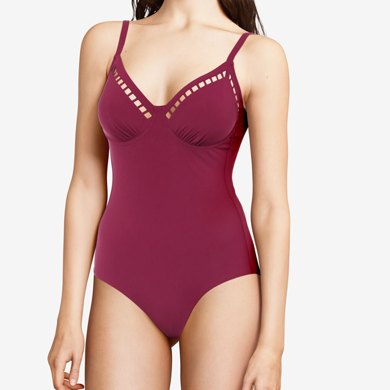 Chantelle Maillot de bain 1 Pièce enveloppant Native rouge bordeaux