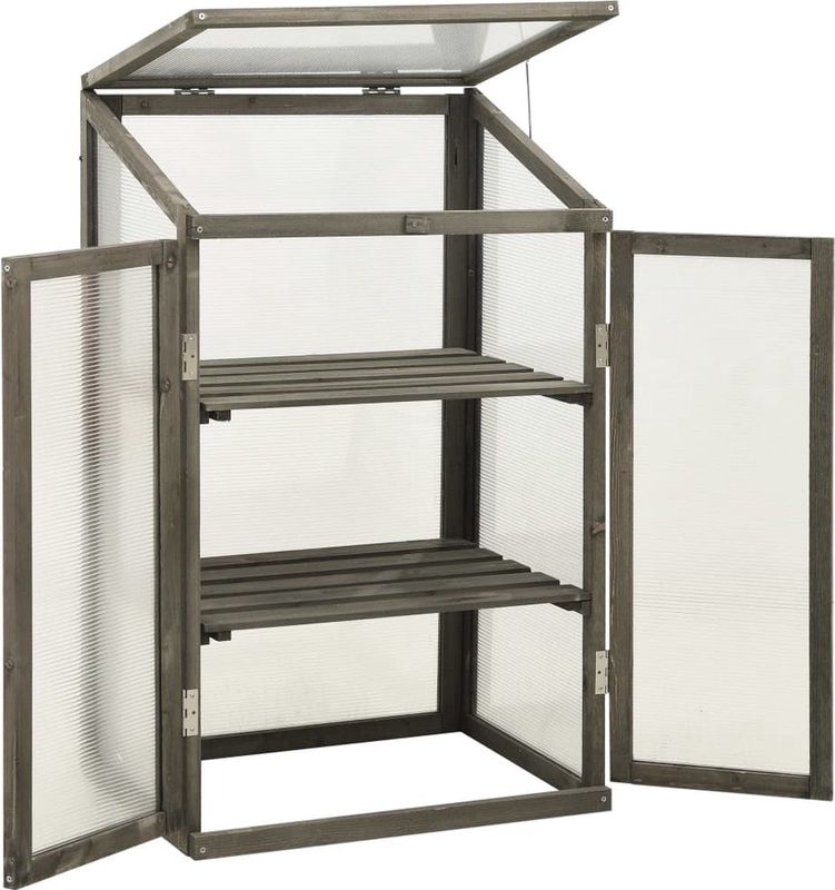 vidaXL - Broeikas - Duurzaam Vurenhout - Kweekkas - 60x45x100 cm - Plastic Glas