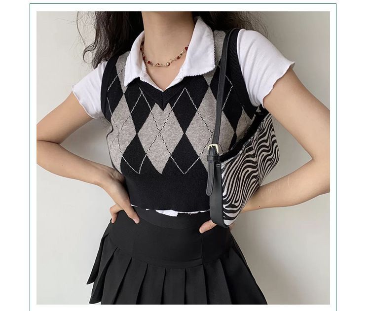 Robynn - Argyle Print Trui Vest