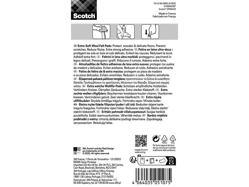 3M Filzgleiter Extra-Soft, Ø 50 mm, Beige, 4er Pack Extra weiche, runde, selbsthaftende Filzpads
