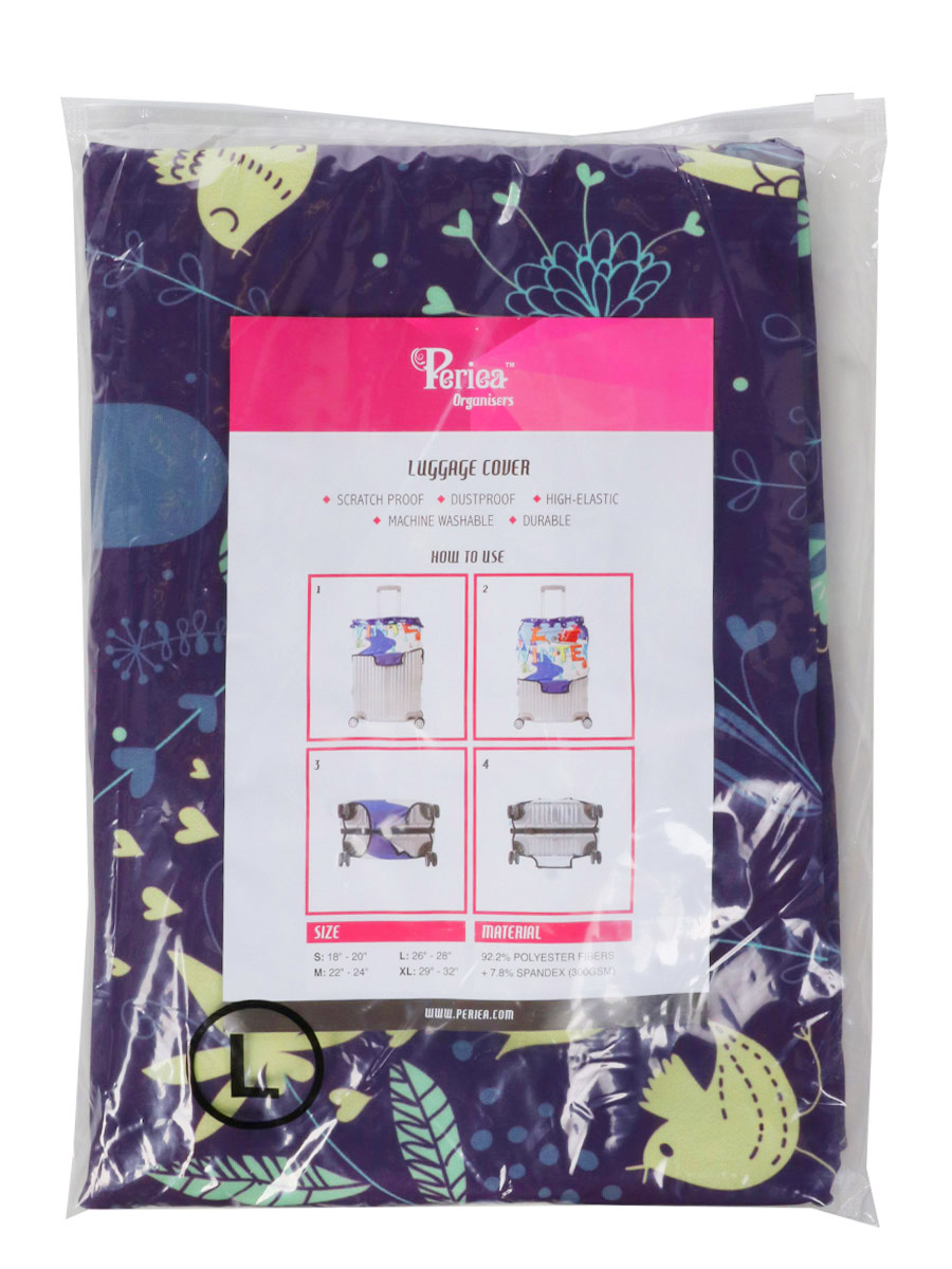 Housse de valise Periea Purple with Yellow Birds L