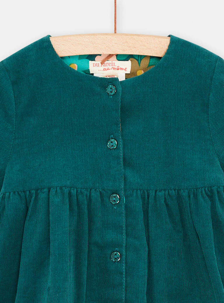 Robe bleu pétrole réversible pour bébé fille