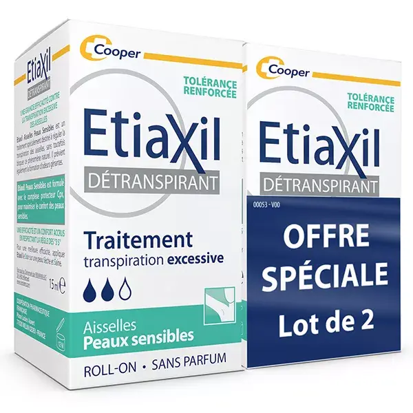 ETIAXIL Antitranspirante para Transpiração Excessiva, Pele Sensível, Pacote com 2 x 15ml