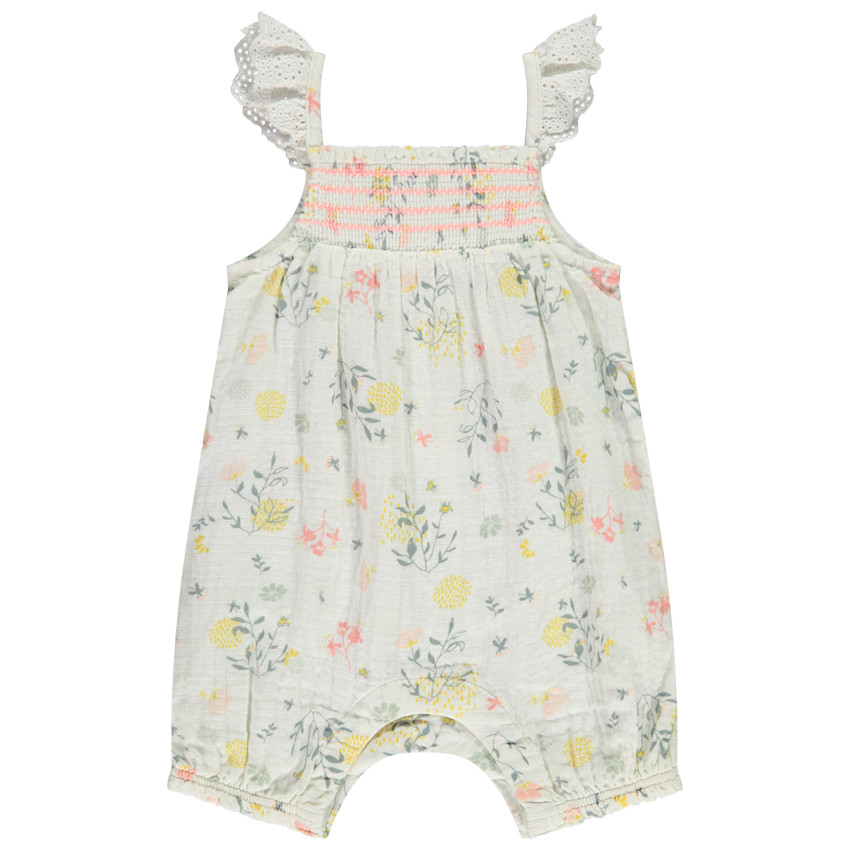Combishort en coton tubique imprimé floral pour bébé fille