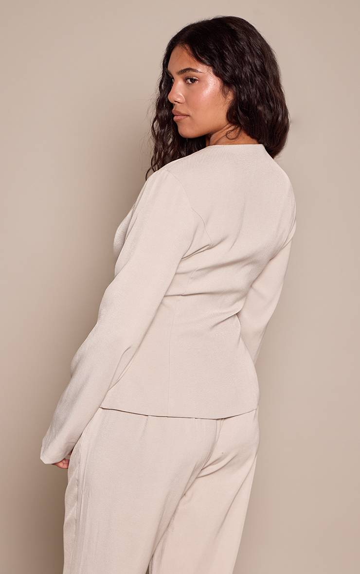 Gris Pierre Blazer Ajusté À Agrafes Et Œillets Sculptant