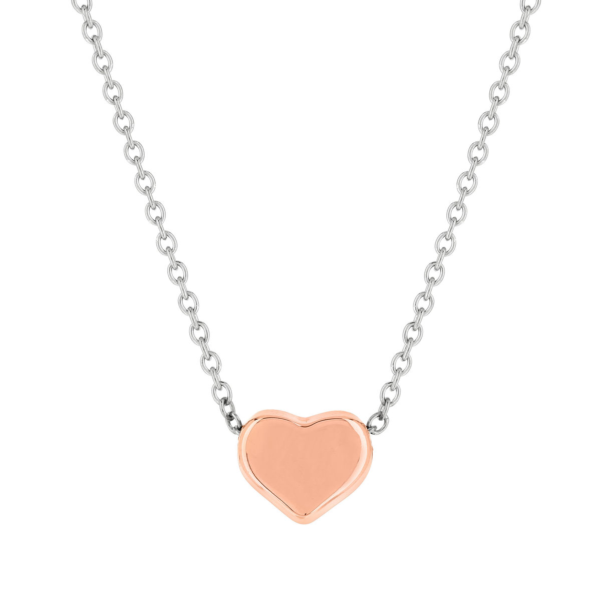Collier acier maille forçat coeur rose 45 cm