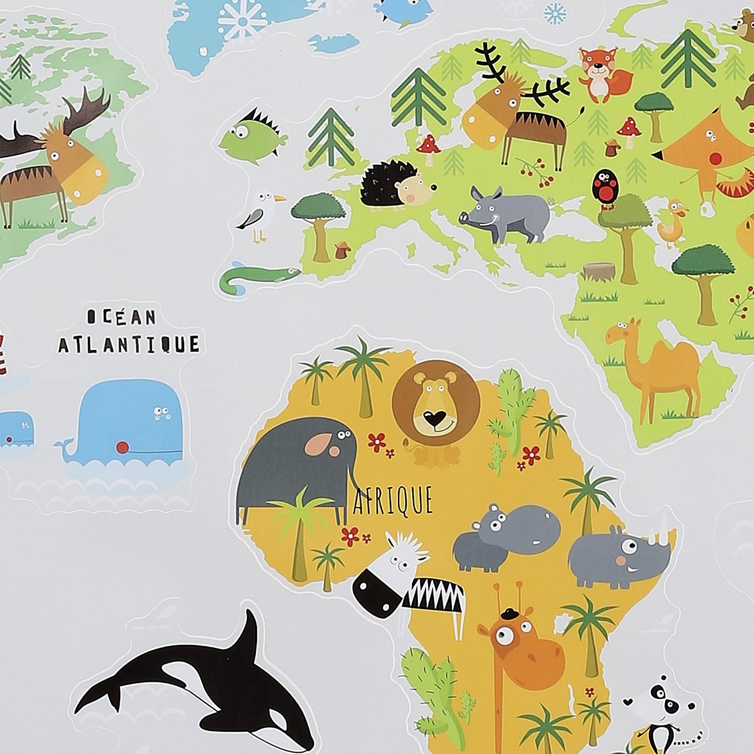 STICKER MURALE MAPPEMONDE 90X60CM