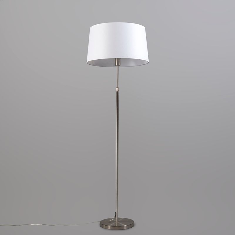 Vloerlamp staal met kap wit 45 cm verstelbaar - Parte