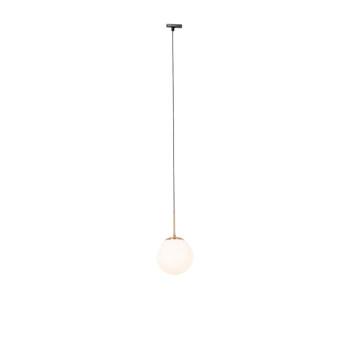 Art Deco hanglamp goud met opaal glas incl. rail adapter zwart 1-fase - Iconic Flore