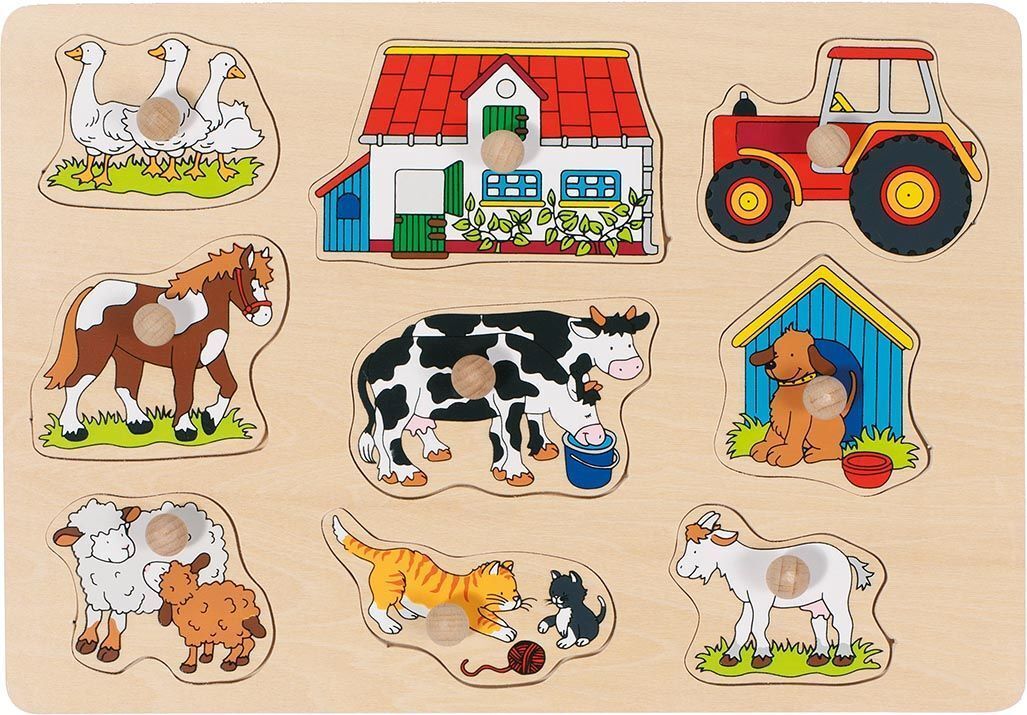 Steckpuzzle BAUERNHOF I 9-teilig in bunt
